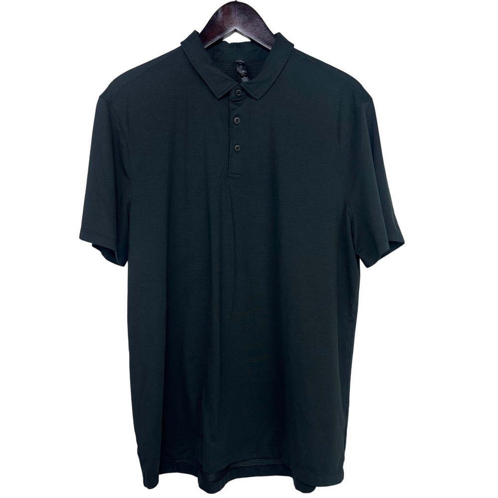 Lululemon Evolution Polo Shirt Mens XL Black Short Sleeve LM3CYSS